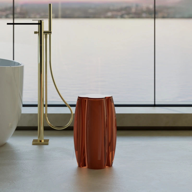 Resin freestanding shower stool in modern bathroom