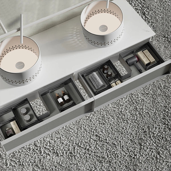 MonBlari LINGLONG Series contemporary bathroom vanity cabinet with solid surface top