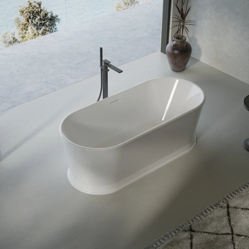 Luxury glossy white freestanding bathtub made from Mitsubishi virgin acrylic