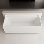 Luxury glossy white rectangular bathtub with fluted exterior for modern bathrooms