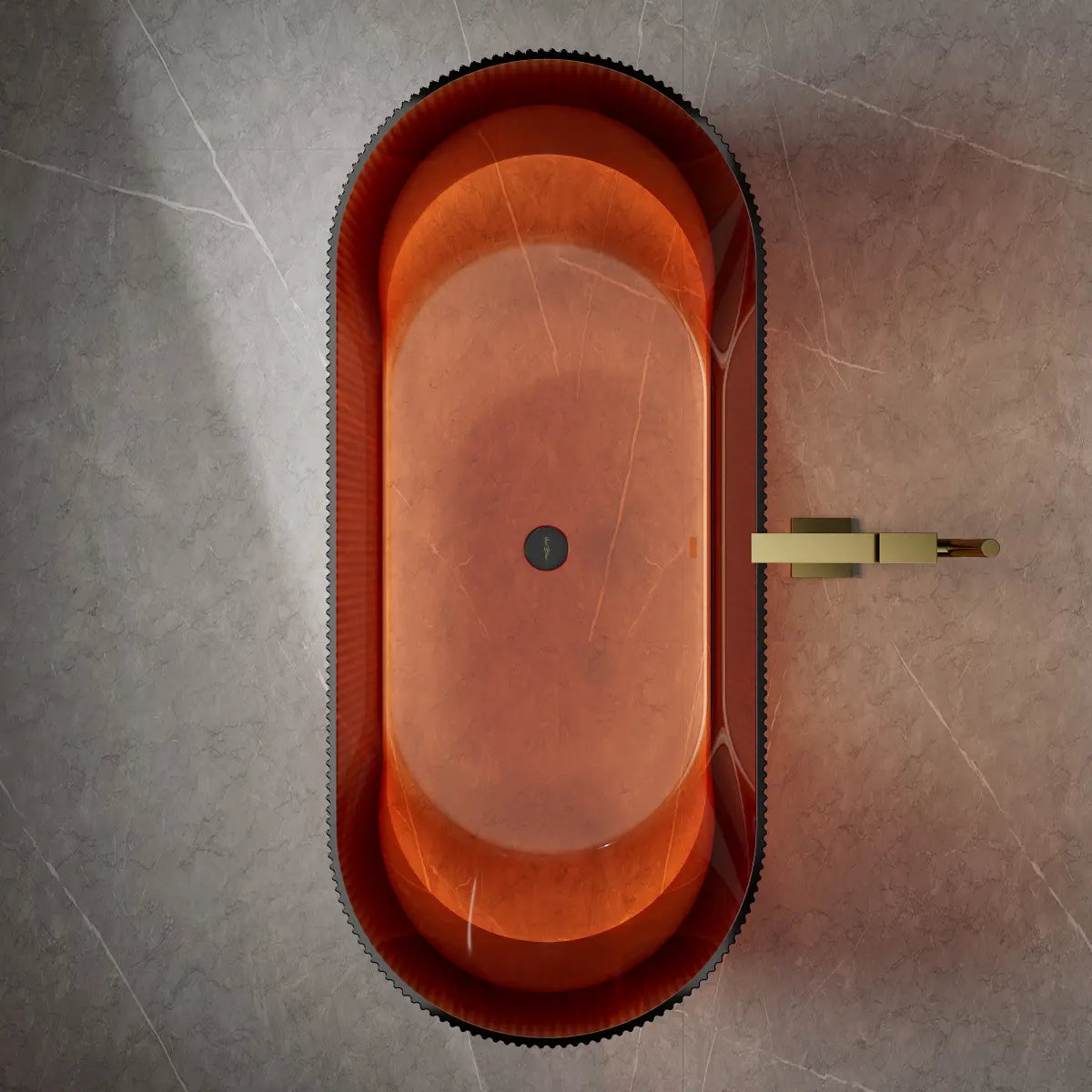Luxury transparent resin fluted freestanding bathtub for contemporary bathroom
