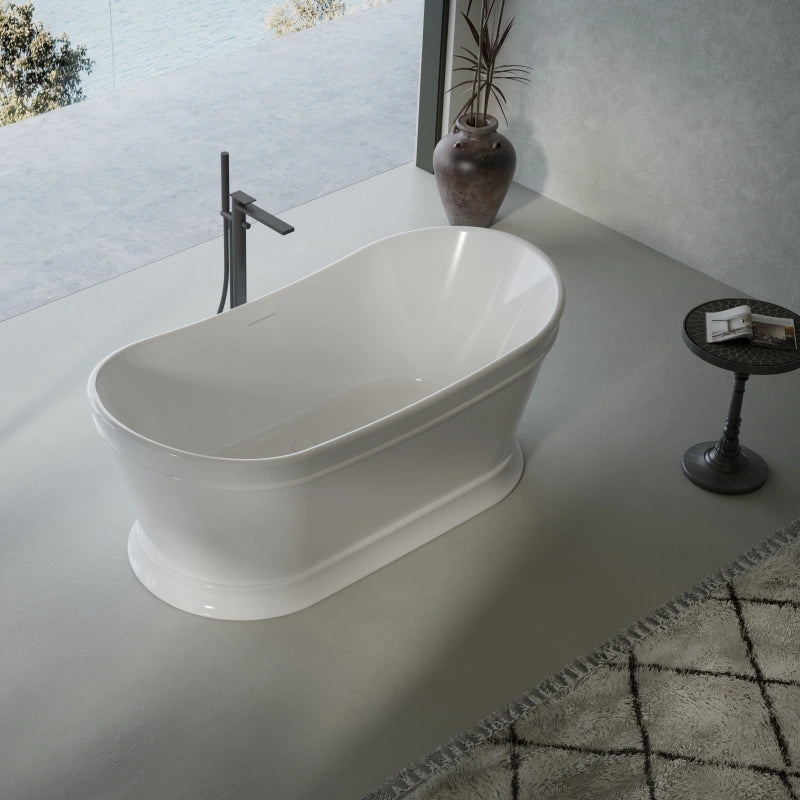 Luxury glossy white freestanding bathtub made from premium Mitsubishi virgin acrylic