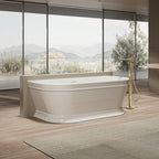 Luxury glossy white oval freestanding bathtub made from premium Mitsubishi virgin acrylic