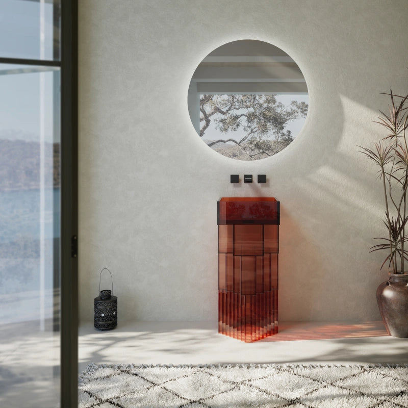 MonBlari MATRIX sculptural resin bathroom sink showcasing translucent material and curved form