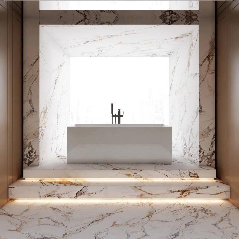 MonBlari acrylic rectangular freestanding soaking bathtub in matte white