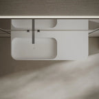 Modern white solid surface wall-hung wash basin with rectangular design