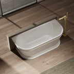 Modern oval acrylic freestanding soaking tub with hidden overflow for contemporary bathrooms
