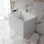 Modern rectangular acrylic soaking bathtub with freestanding design by MonBlari