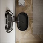 Luxury BERYL series black pedestal wash basin with white rim