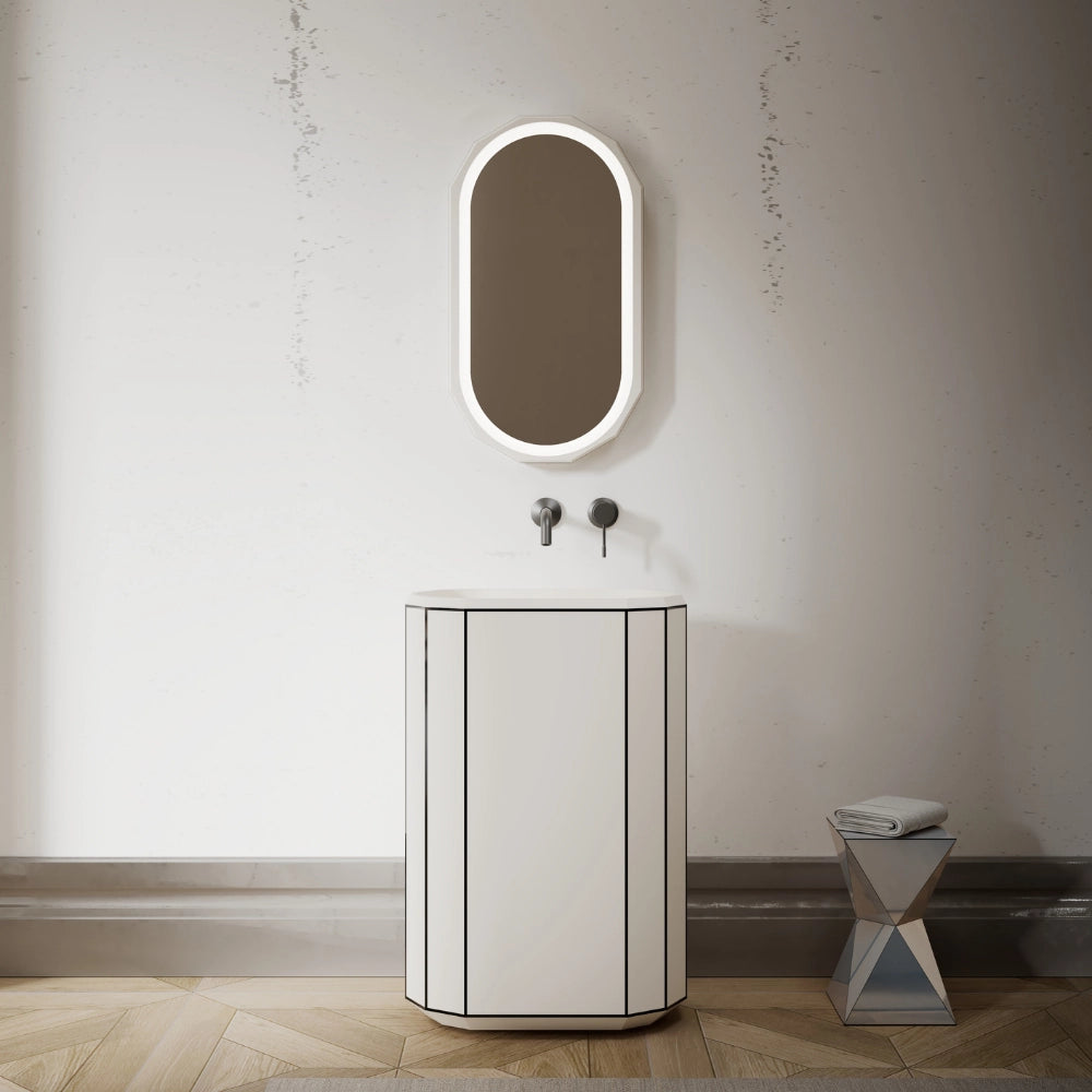 MonBlari BERYL series pedestal basin with black rim