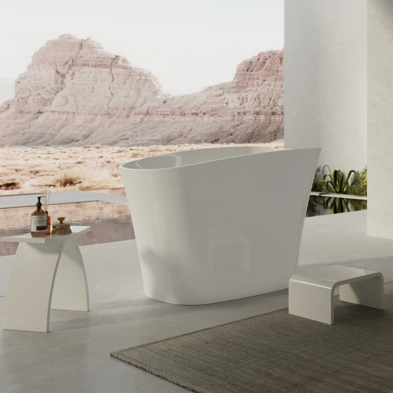 Modern deep soaking freestanding tub made from premium Mitsubishi virgin acrylic