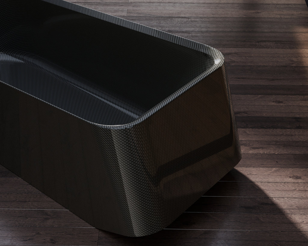 Monblari VELA Series streamlined black freestanding bathtub with contemporary design