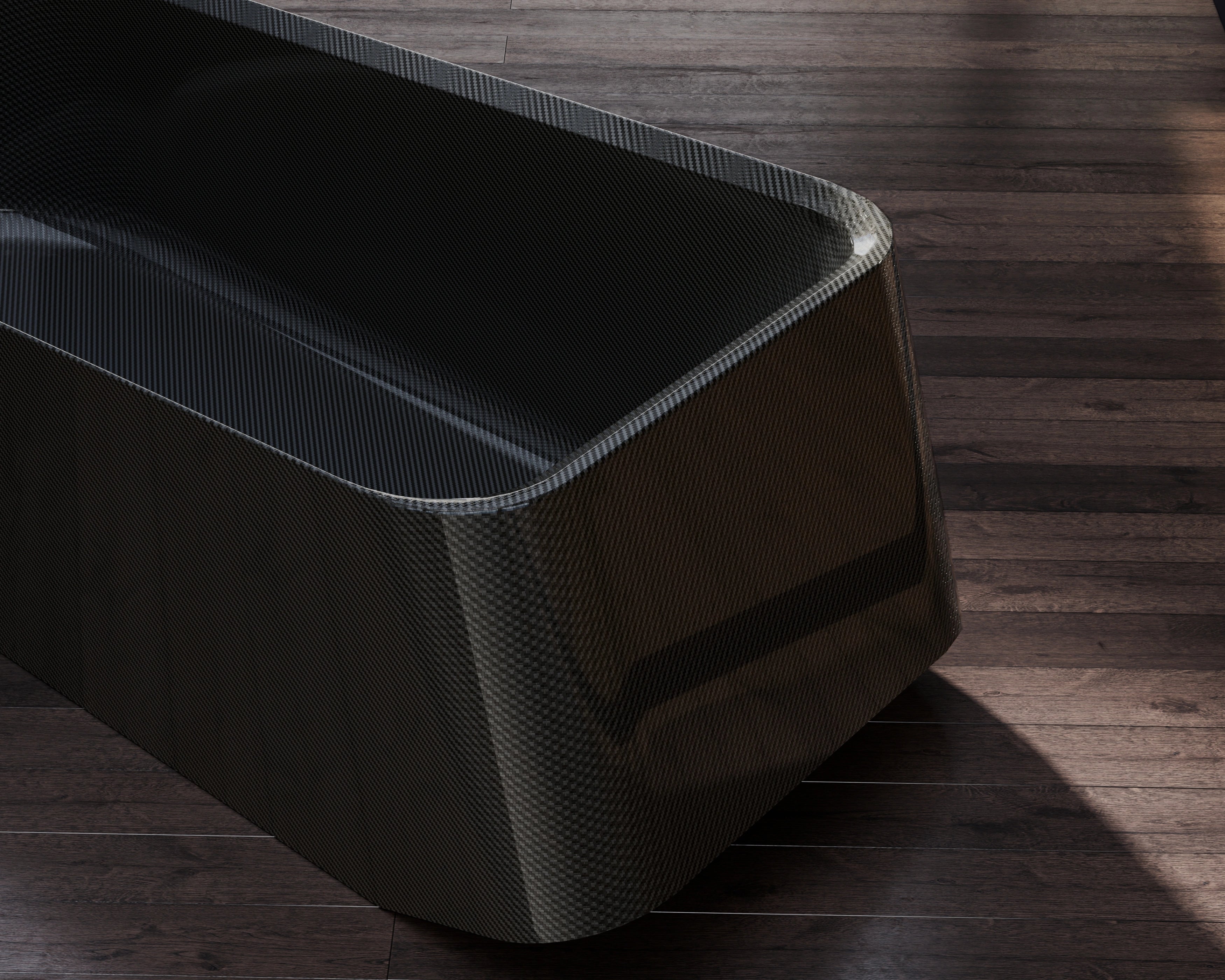 Monblari VELA Series streamlined black freestanding bathtub with contemporary design