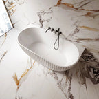 White fluted acrylic back-to-wall bathtub for modern bathroom