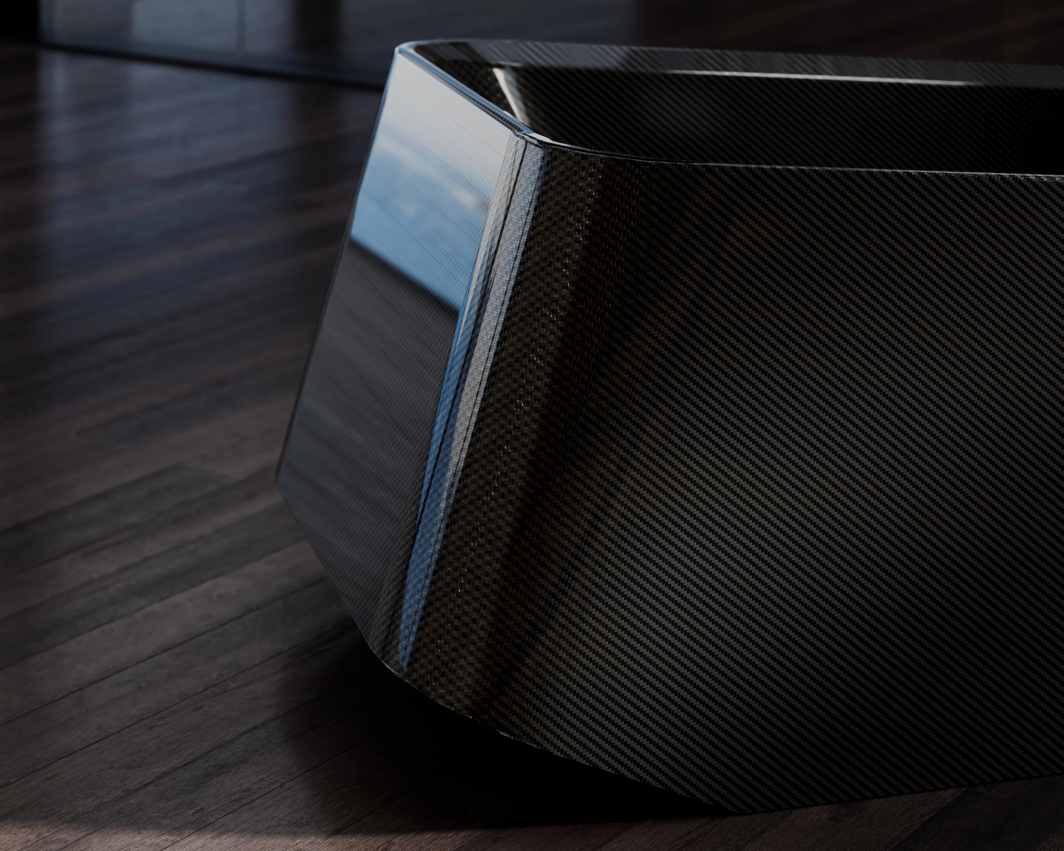 Monblari VELA Series streamlined black freestanding bathtub with contemporary design