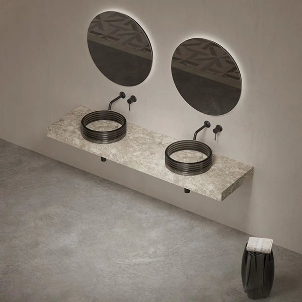 Modern marble wash basin with transparent acrylic accent