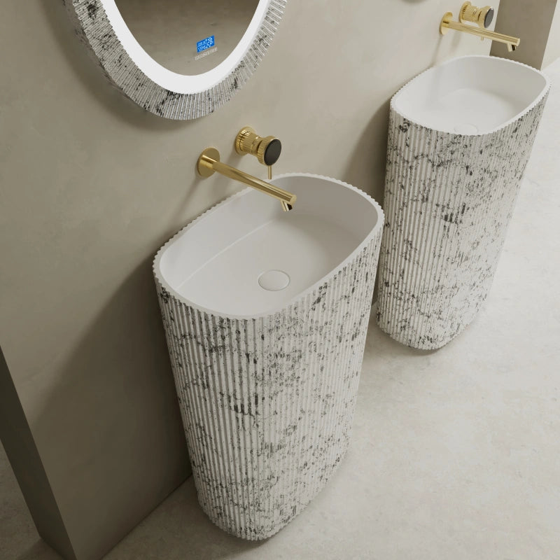 MonBlari XS Series textured solid surface pedestal basin