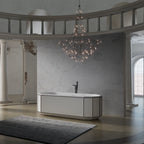 Contemporary soaking bathtub with black rim for stylish bathroom