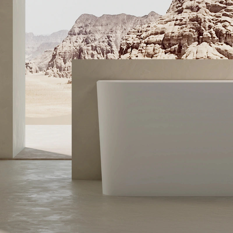 Luxury bathroom back to wall bathtub with solid surface material