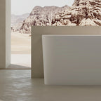 Luxury bathroom back to wall bathtub with solid surface material