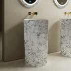 MonBlari modern vertical fluted freestanding pedestal sink