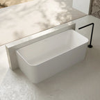 White solid surface soaking bathtub for luxury bathroom