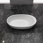 Modern freestanding solid surface bathtub with smooth matte finish