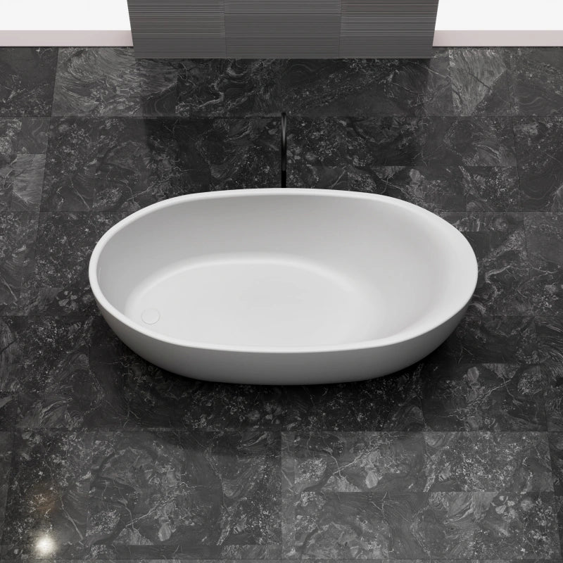 Modern freestanding solid surface bathtub with smooth matte finish