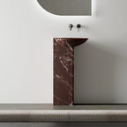 MonBlari Floating Series natural marble freestanding pedestal sink with sculptural design