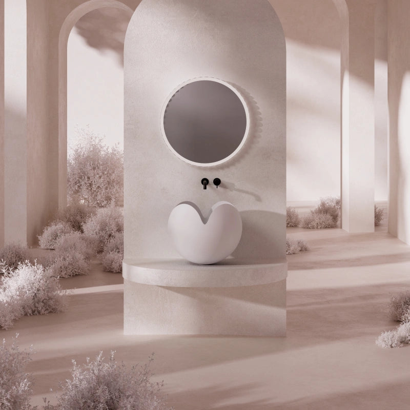 MonBlari FLOWER Series white bud shape bathroom basin