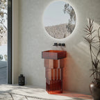 MonBlari MATRIX translucent resin pedestal washbasin with sculptural silhouette