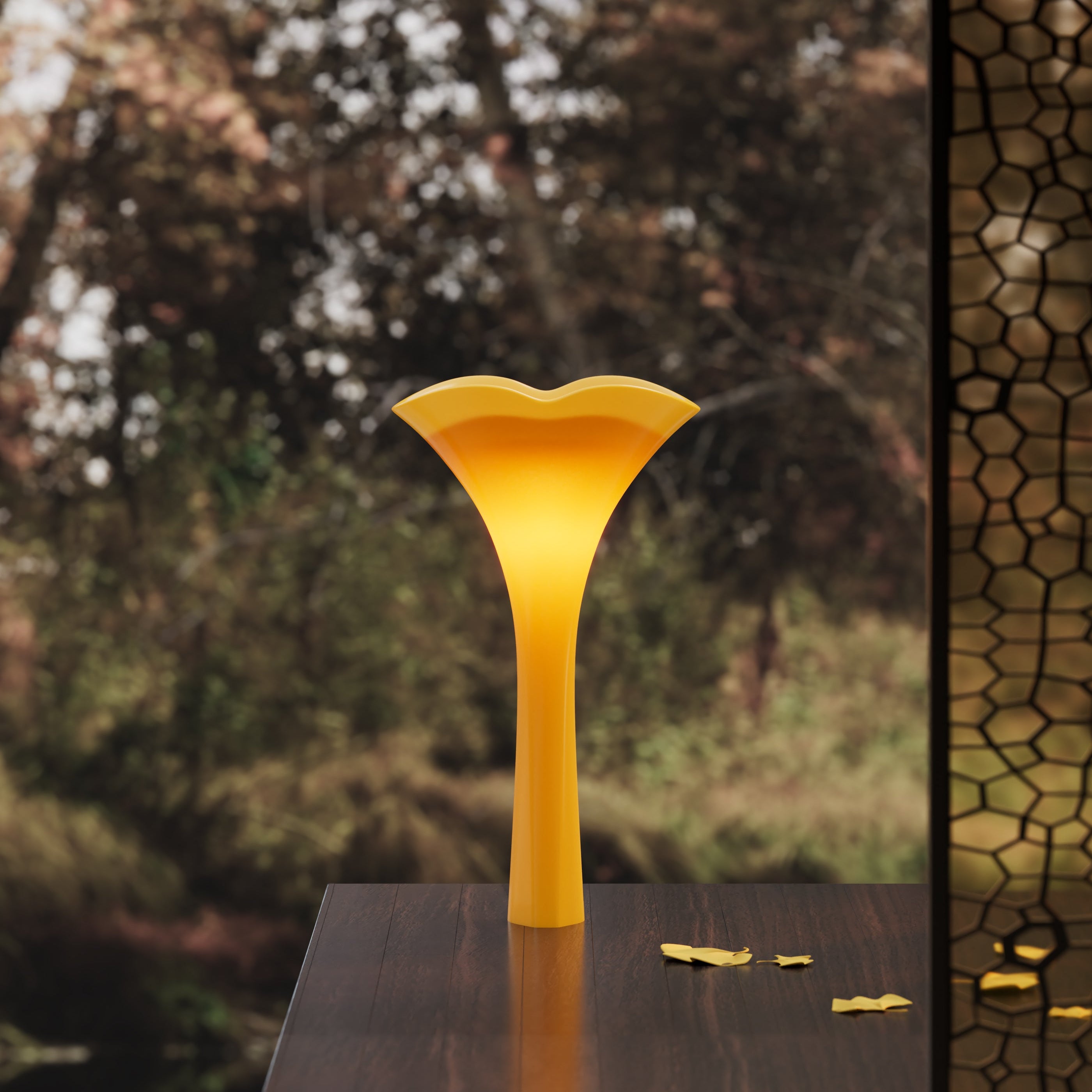 MonBlari GINKNOVA Series Pedestal Basin Front View Panorama-Ginkgo Yellow Main image