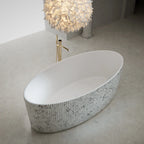 MonBlari XS Series oval freestanding soaking tub with textured exterior