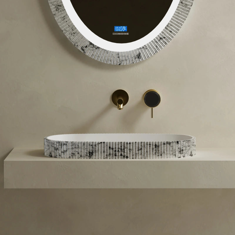 MonBlari XS Series oval ribbed vessel sink