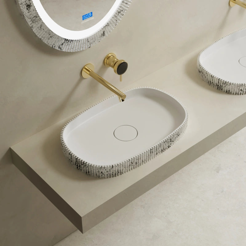 MonBlari XS Series oval solid surface textured vessel bathroom sink