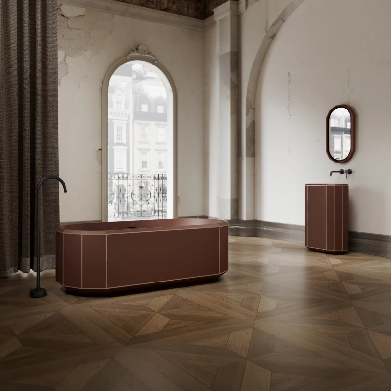 Modern luxury brown freestanding sokaing bathtub deep tub