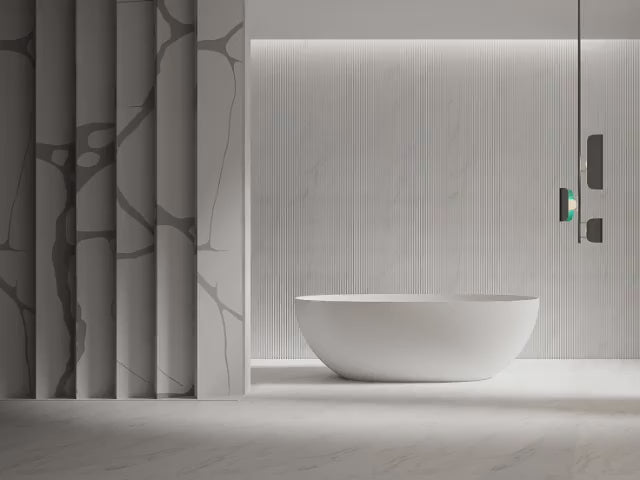 MonBlari TW-8507 White Solid Surface Freestanding Bathtub 1300mm - 1800mm