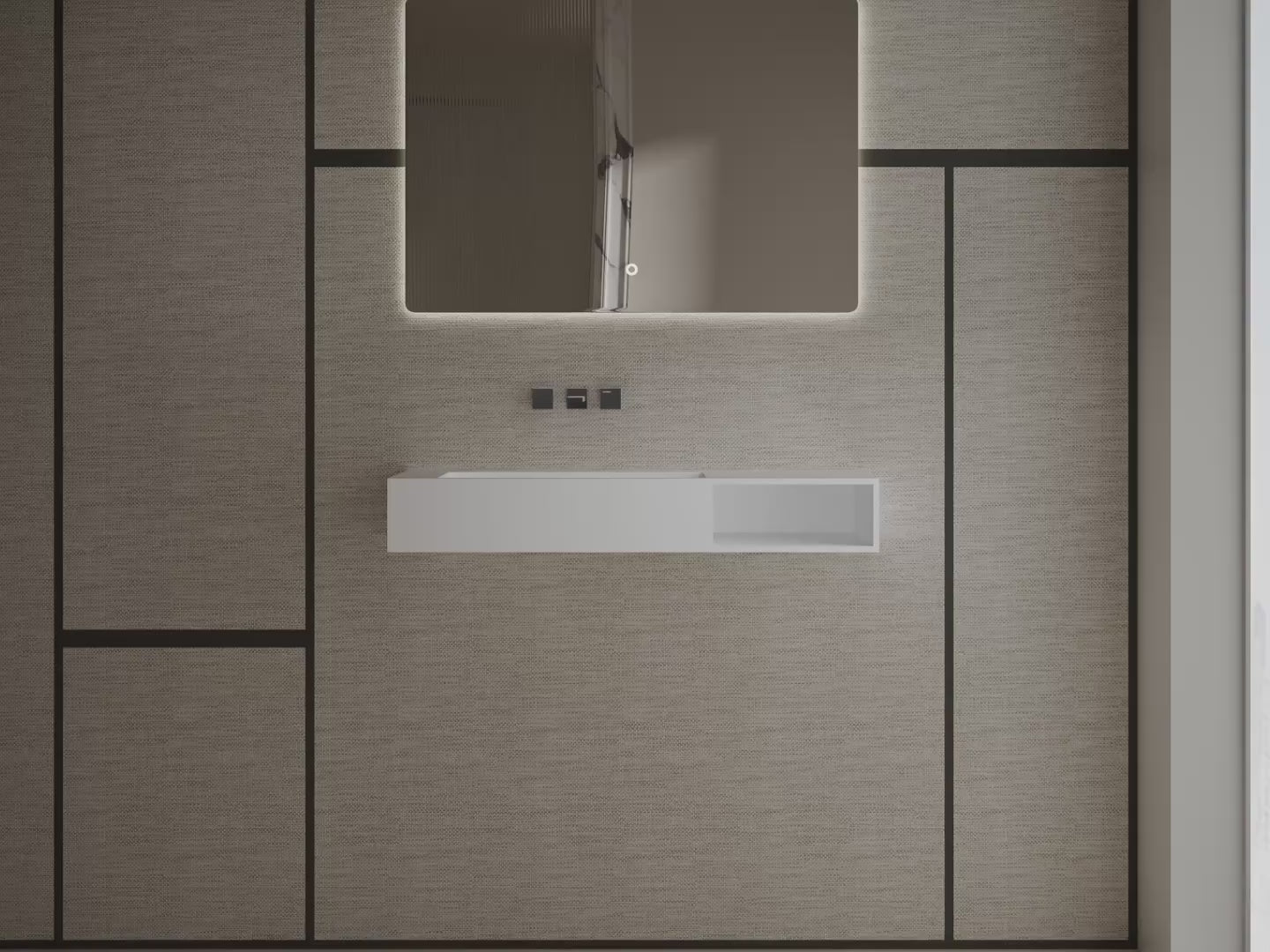 MonBlari TW-G282 White Solid Surface Wall-Mount Basin 1000mm