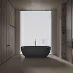 MonBlari Venus® MR-88871 Fluted Design Black Solid Surface Freestanding Bathtub 1700mm