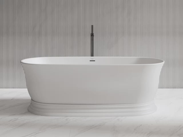 MonBlari XA-8898 White Solid Surface Freestanding Bathtub 1800mm