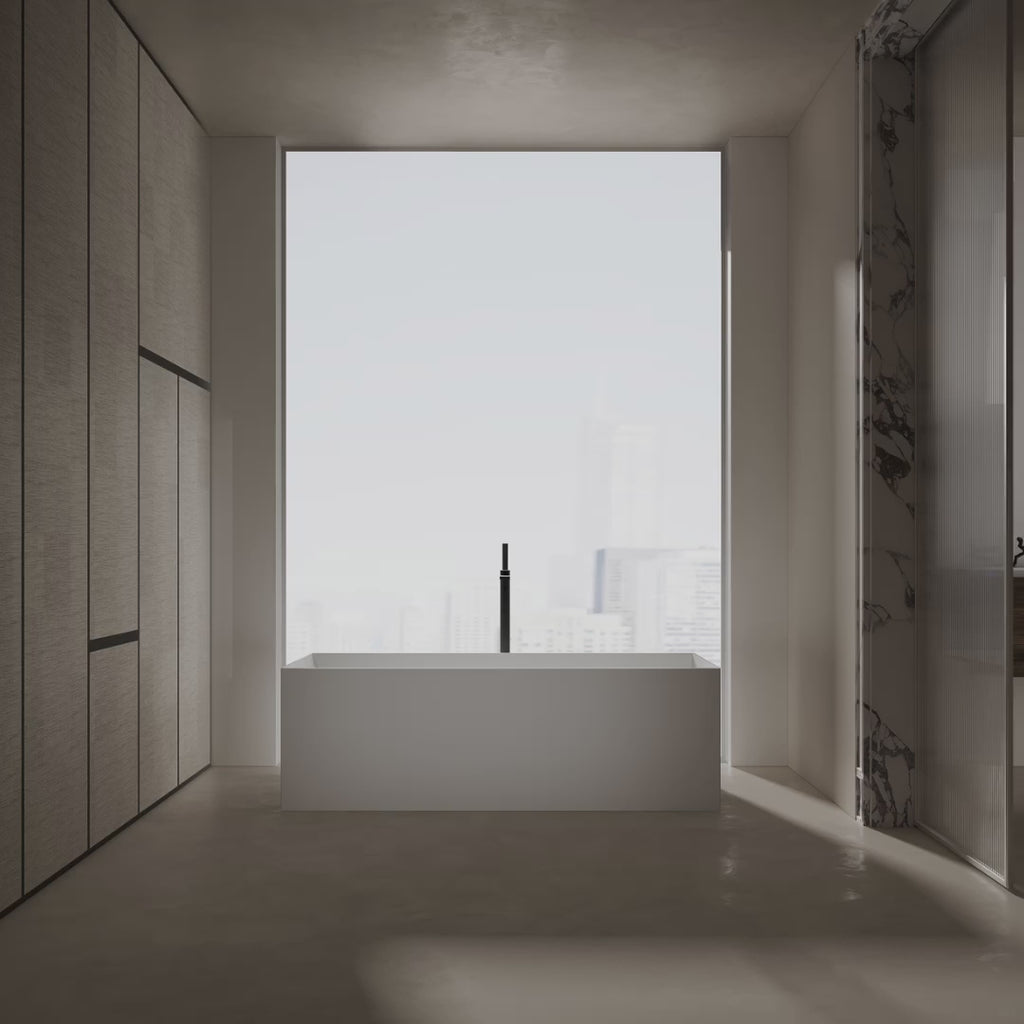 MonBlari TW-8572 White Solid Surface Freestanding Bathtub 1300mm - 1700mm