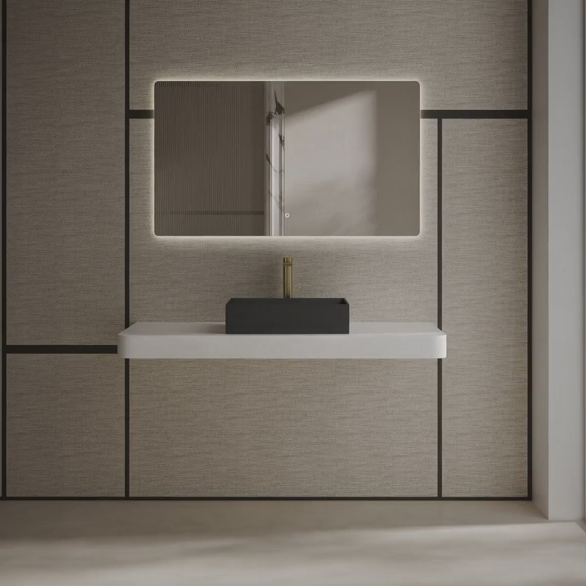 MonBlari TW-A113 Black Solid Surface Countertop Basin 450mm - 600mm