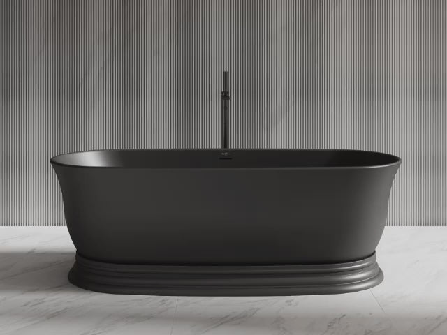 MonBlari XA-8898 Black Solid Surface Freestanding Bathtub 1800mm