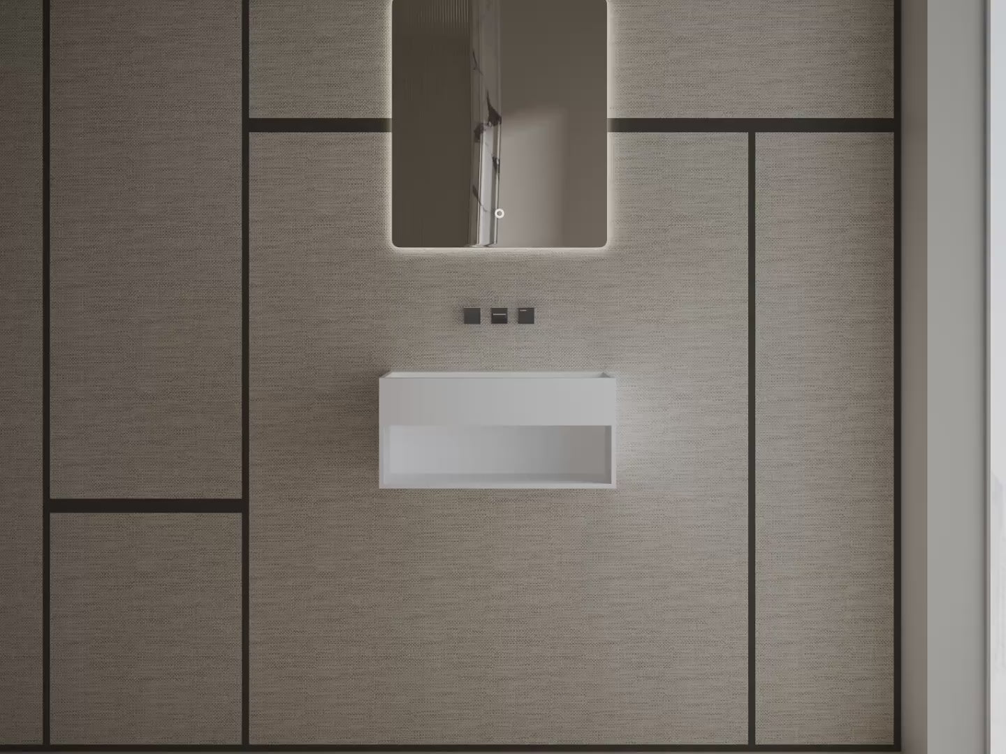 MonBlari XA-G71 White Solid Surface Wall-Mount Basin 600mm - 800mm