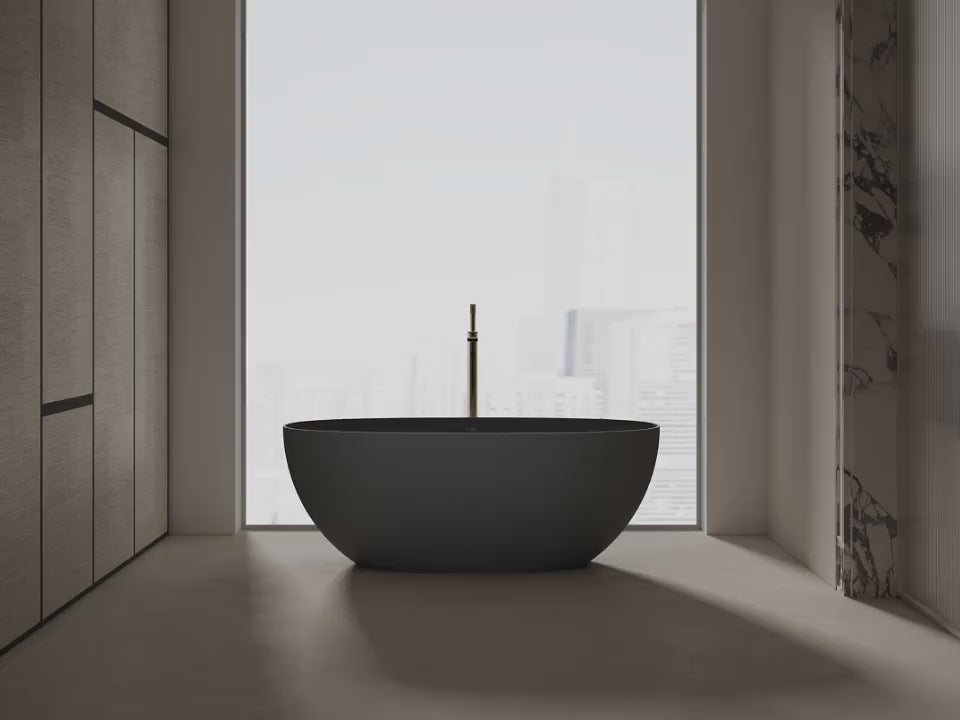 MonBlari TW-8507 Black Solid Surface Freestanding Bathtub 1300mm - 1800mm