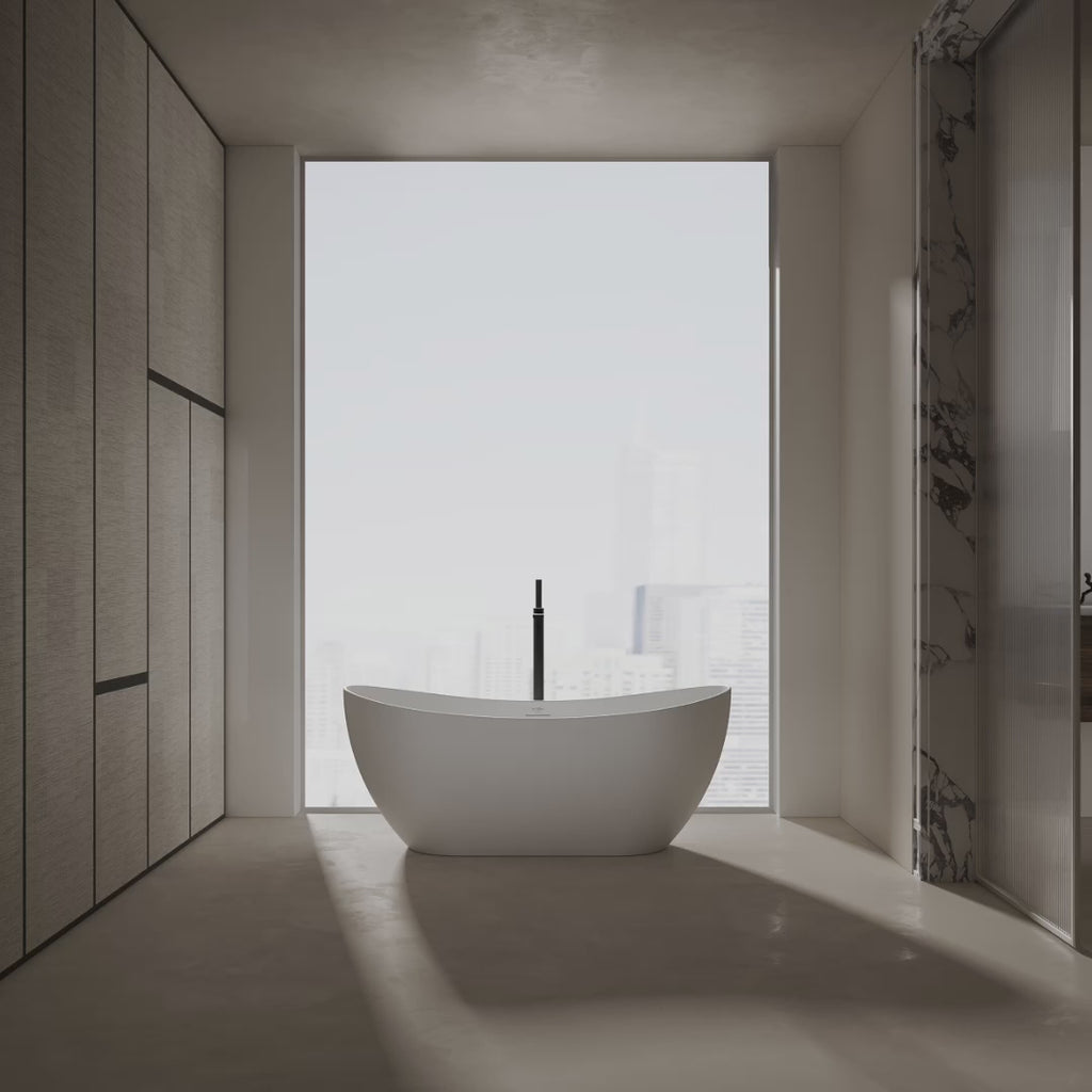 MonBlari TW-8505 White Solid Surface Freestanding Bathtub 1500mm - 1700mm