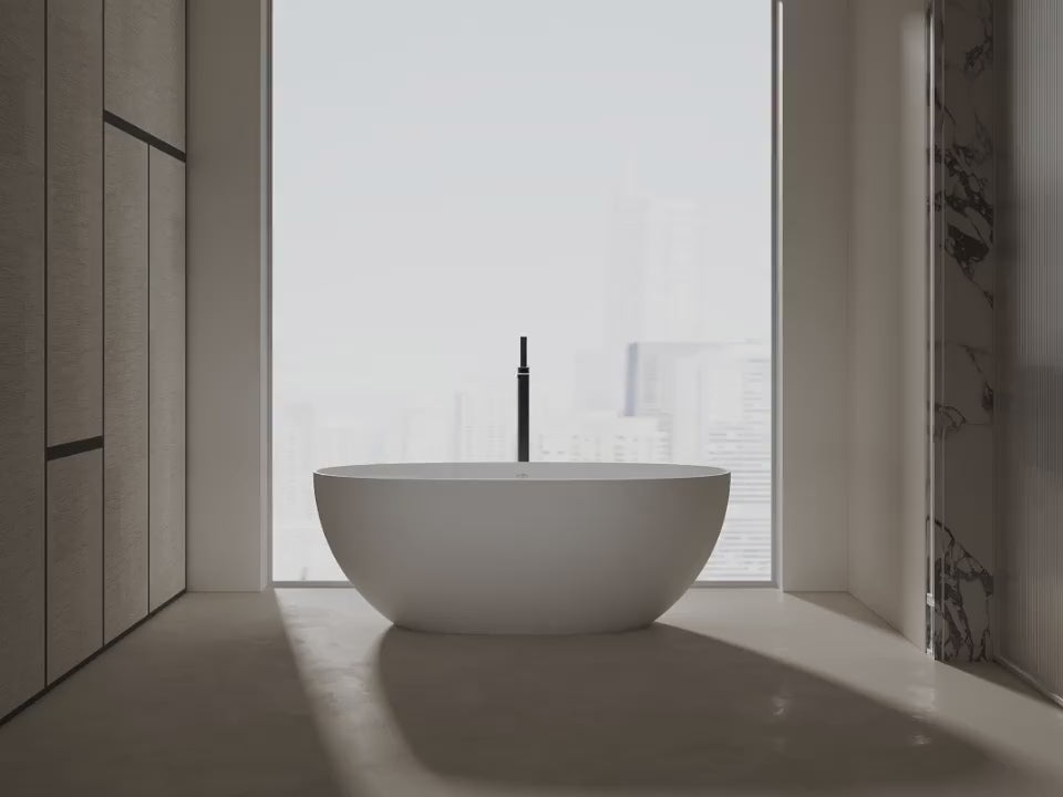 MonBlari TW-8507 White Solid Surface Freestanding Bathtub 1300mm - 1800mm