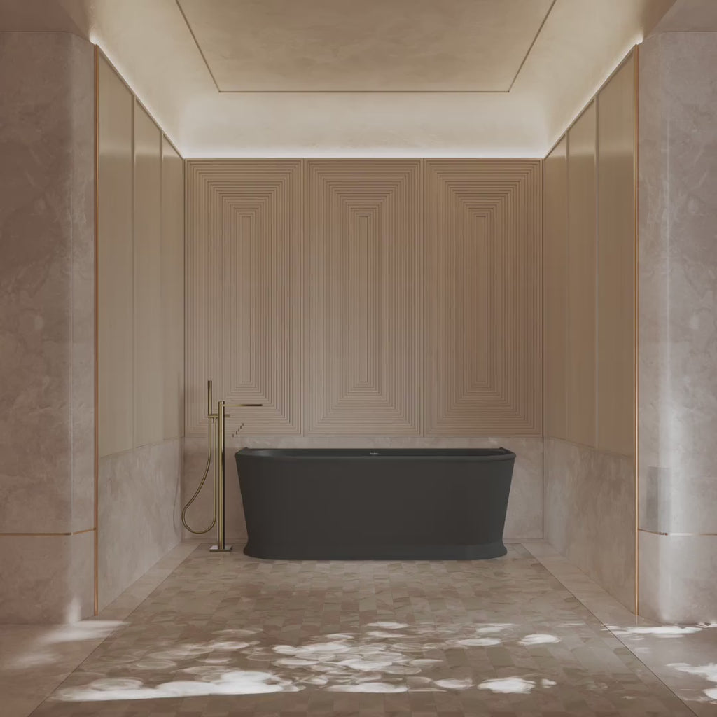 MonBlari TW-7797 Black Acrylic Back-to-Wall Bathtub 1700mm
