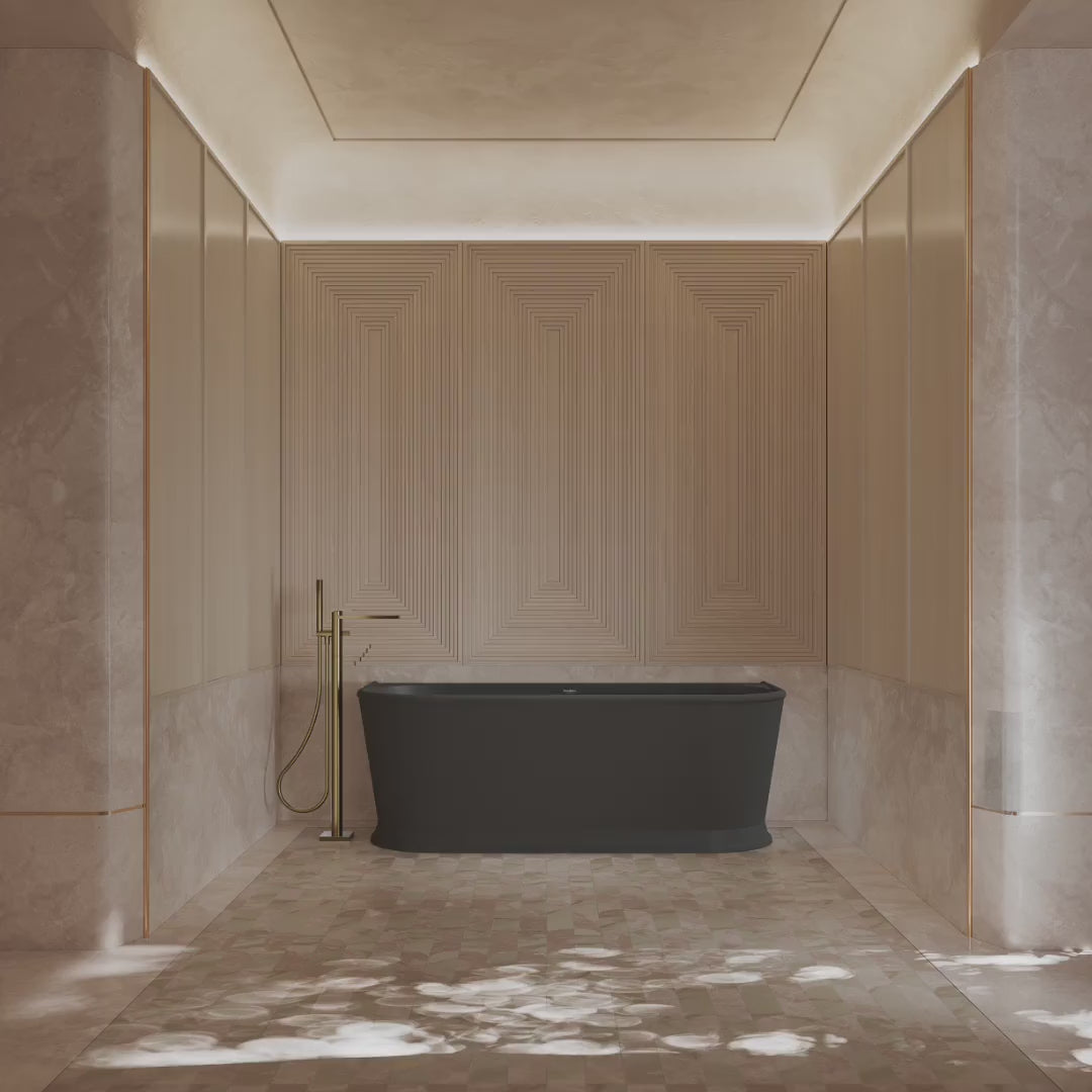 MonBlari TW-7797 Black Acrylic Back-to-Wall Bathtub 1700mm