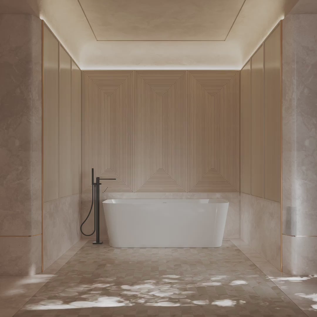 MonBlari TW-7619 White Acrylic Back-to-Wall Bathtub 1500mm-1700mm
